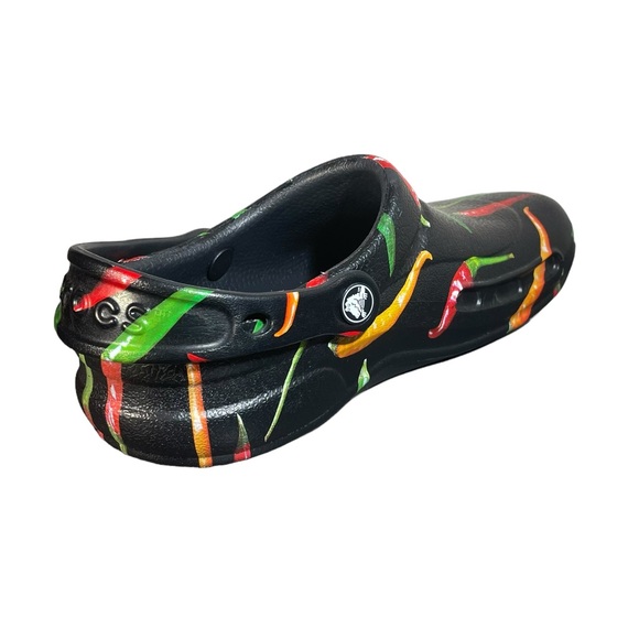 Crocs At Work Bistro Graphic Black Red Green Peppers Clog Size W4 M6 NWOT - Picture 4 of 9